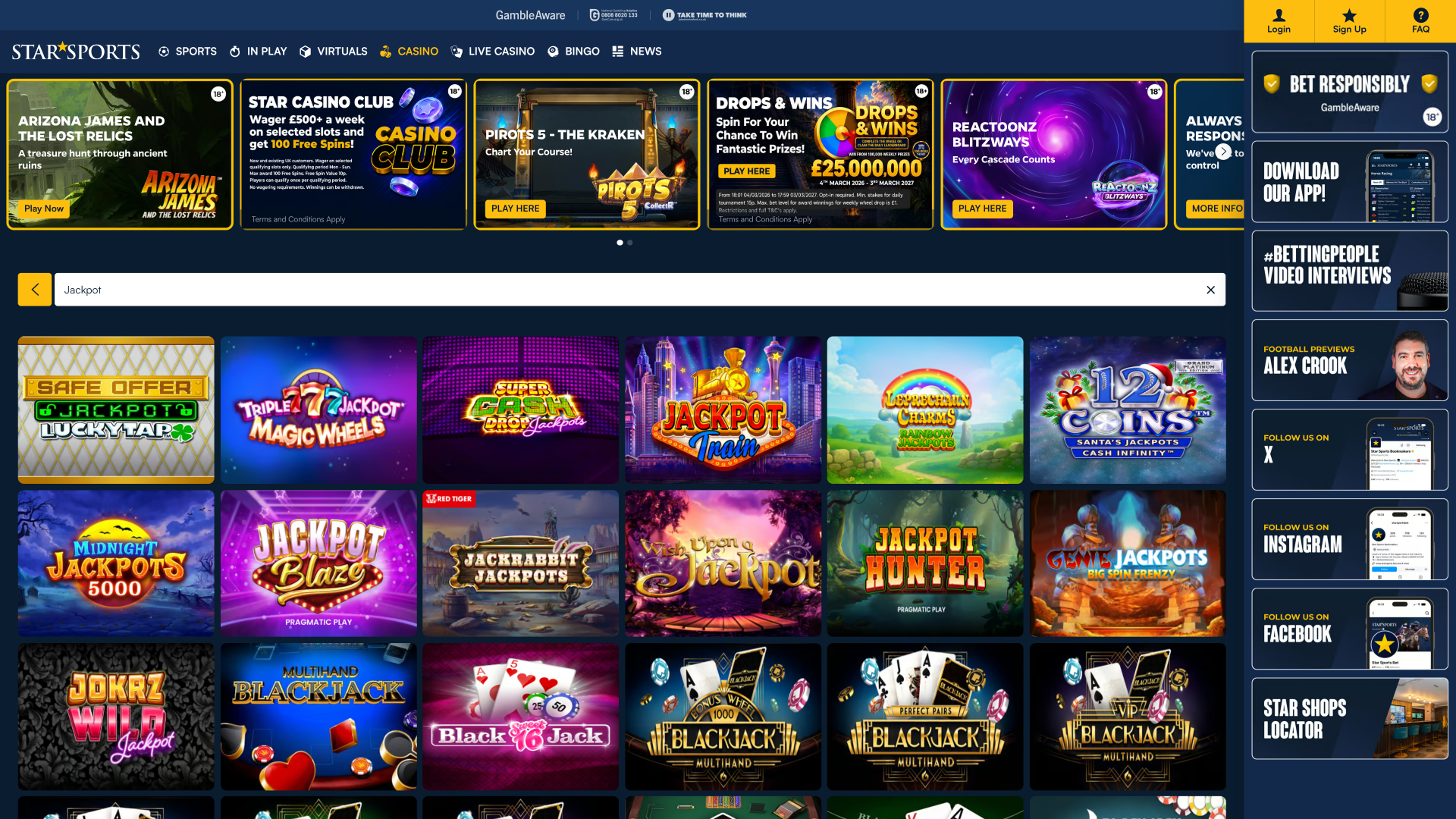 StarSports Casino Desktop Jackpot