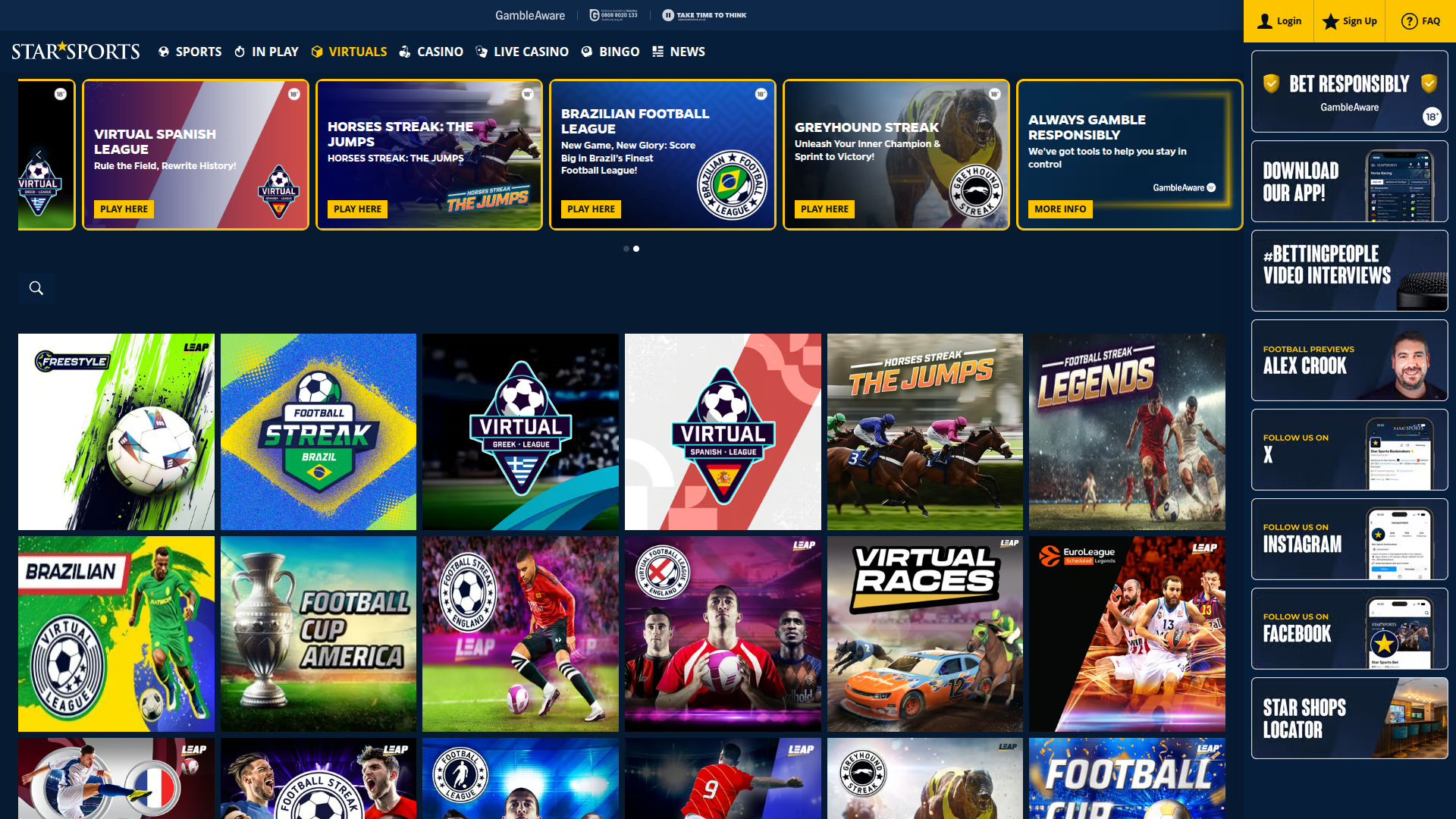 Jeux virtuels de bureau de StarSports Casino