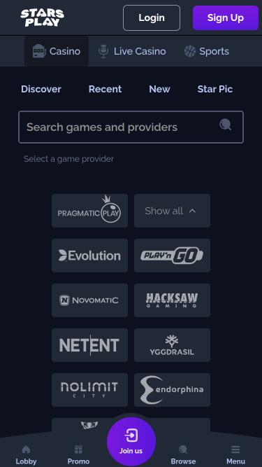 Développeurs de jeux StarsPlay Casino