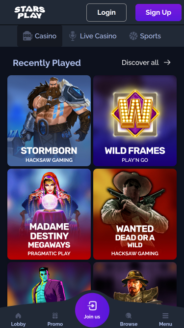 Jeux de casino StarsPlay