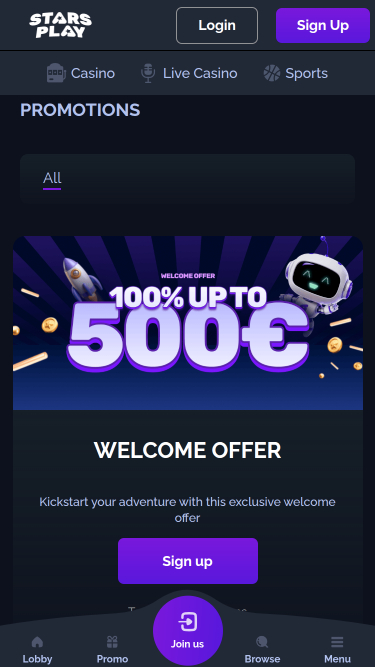 Promotions du casino StarsPlay