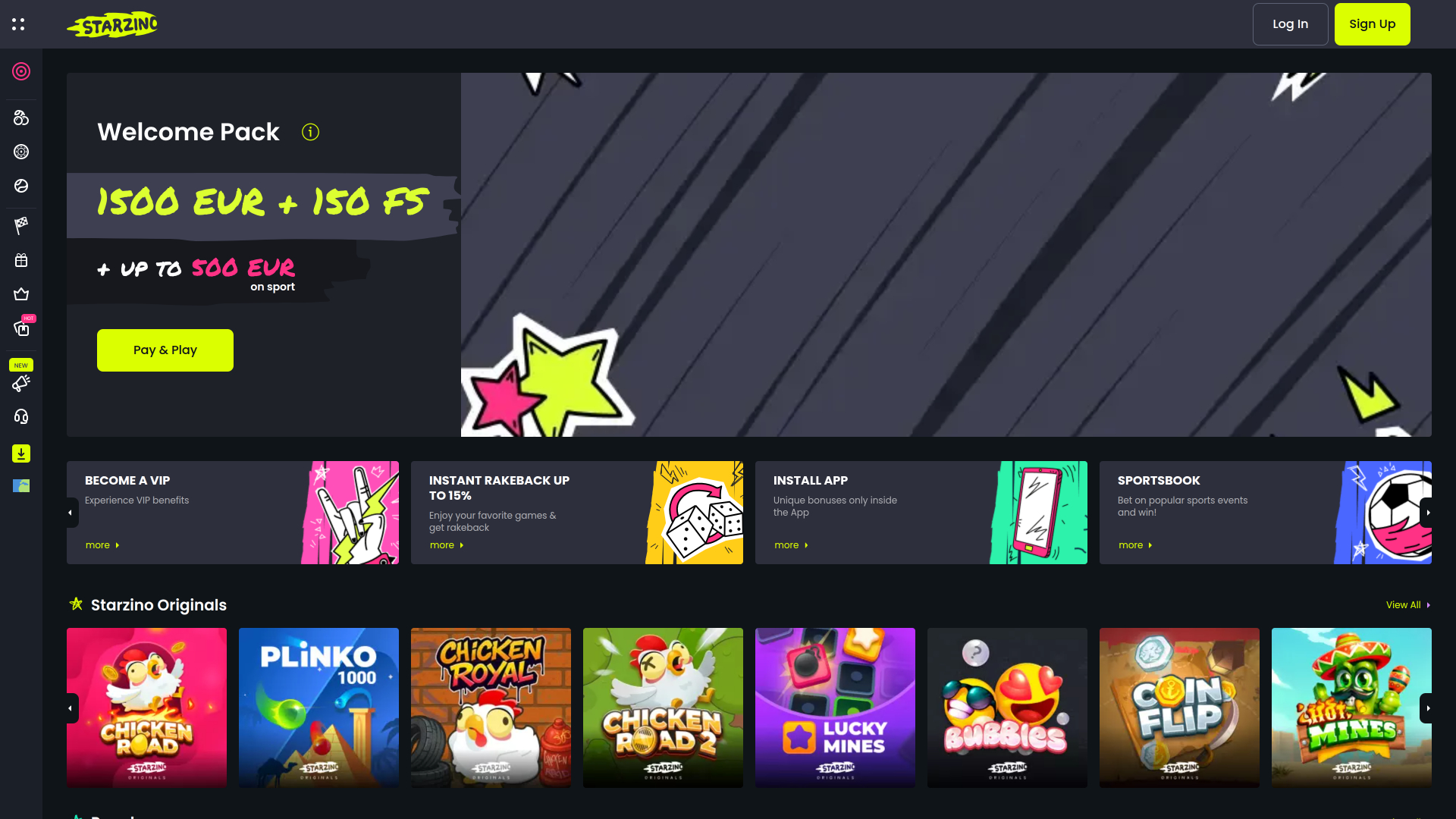 Starzino Casino Desktop-Startseite