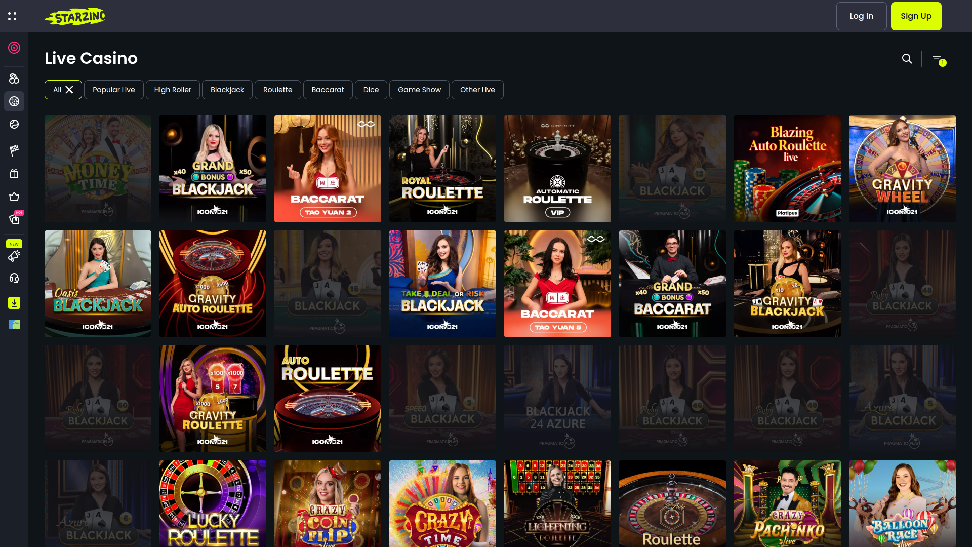 Starzino Casino Desktop Live Dealer