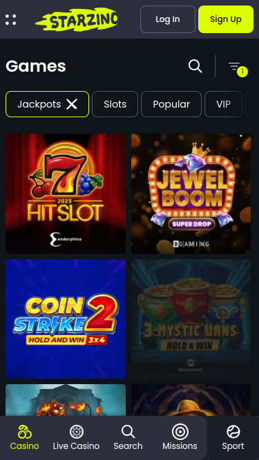 Starzino Casino Mobile Jackpot