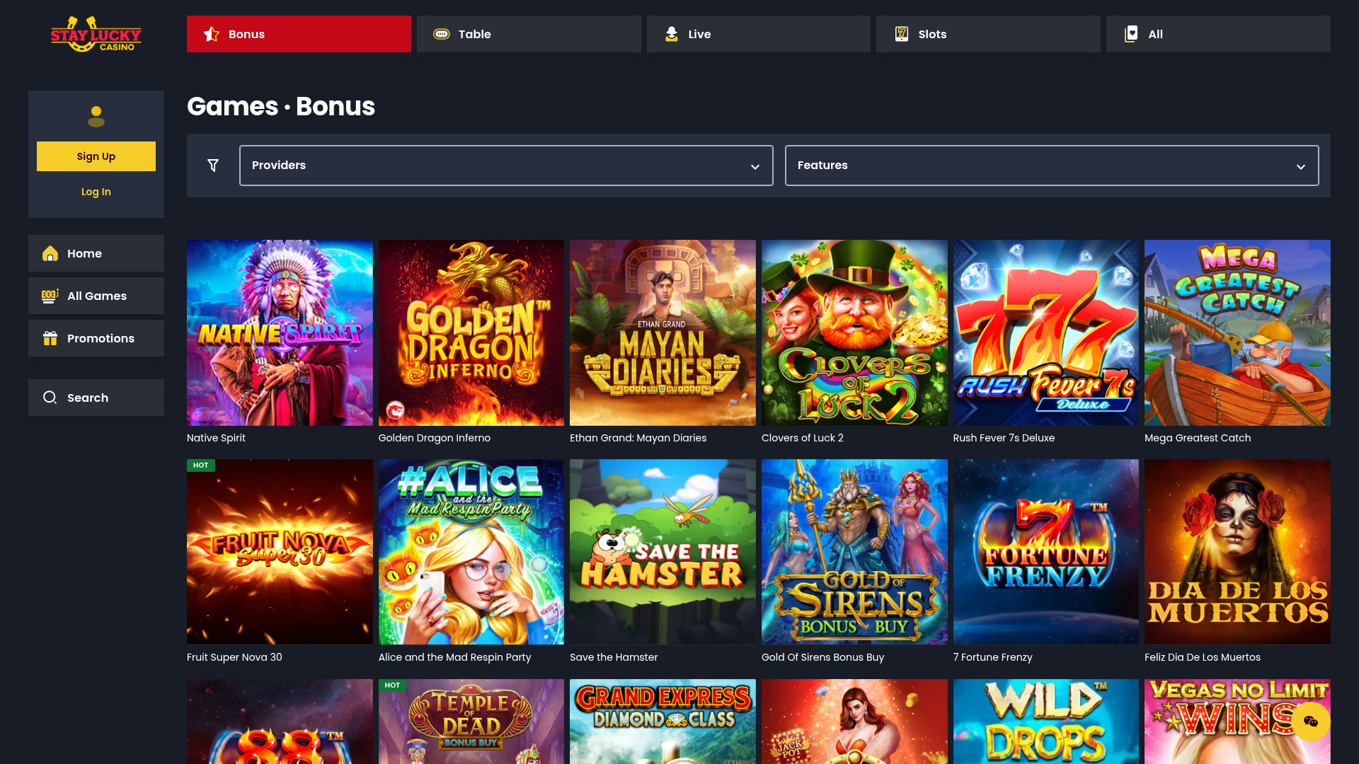 Bonus de bureau Stay Lucky Casino