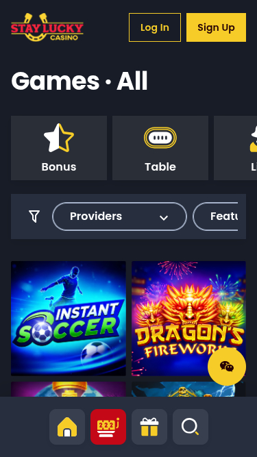 Jeux mobiles de Stay Lucky Casino