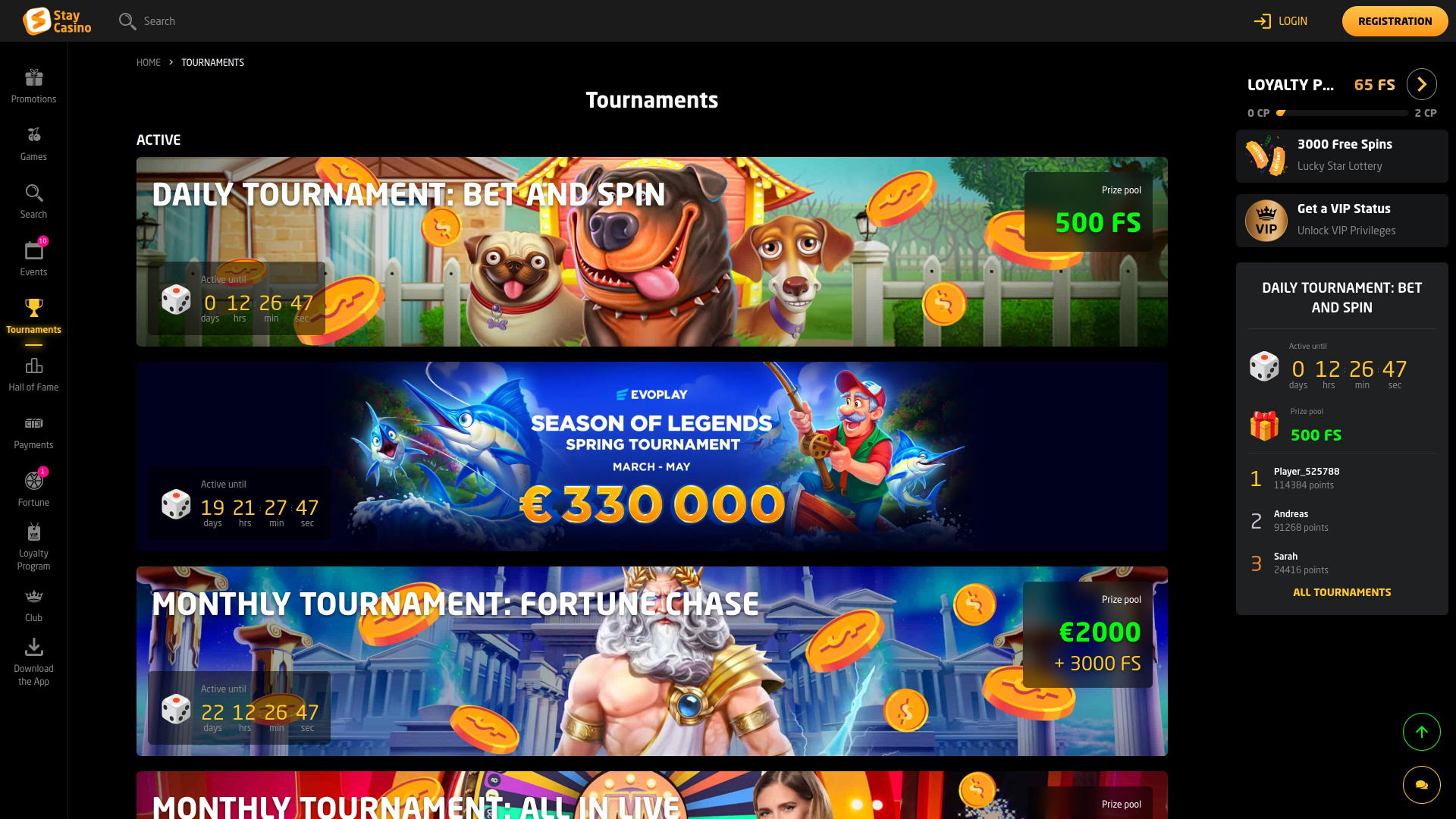 Tournois StayCasino sur ordinateur