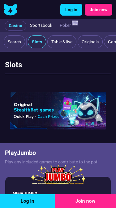 Screenshot del gioco per dispositivi mobili di StealthBet Casino