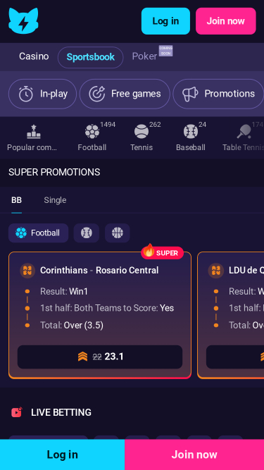 Screenshot sportivo di StealthBet Casino
