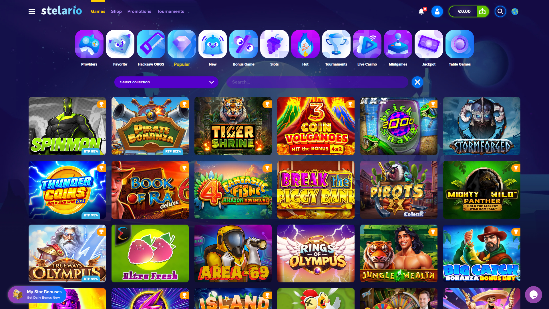 Stelario Casino Desktop Games