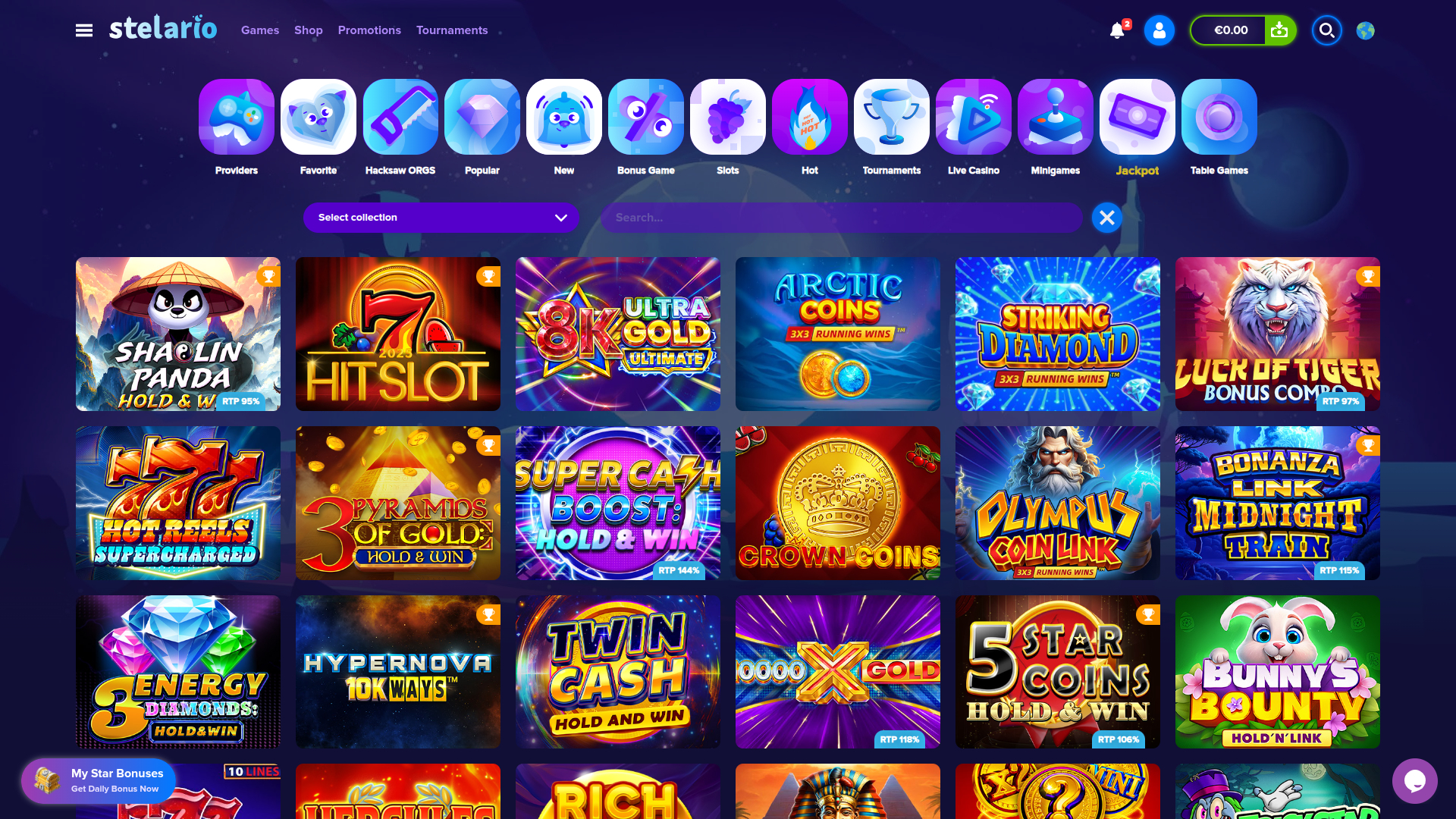 Stelario Casino Desktop Jackpot