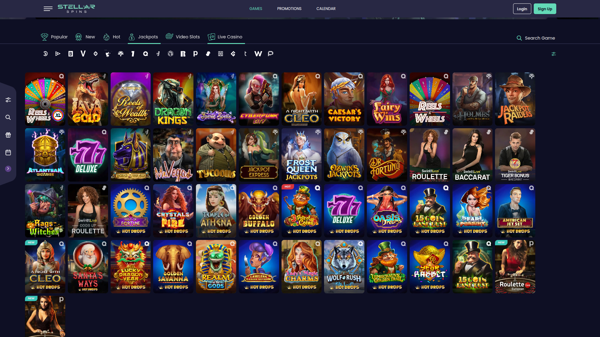 Jackpot desktop di Stellar Spins