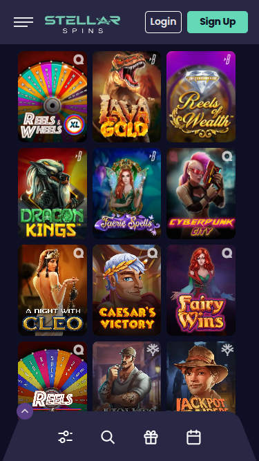 Jackpot mobile di Stellar Spins