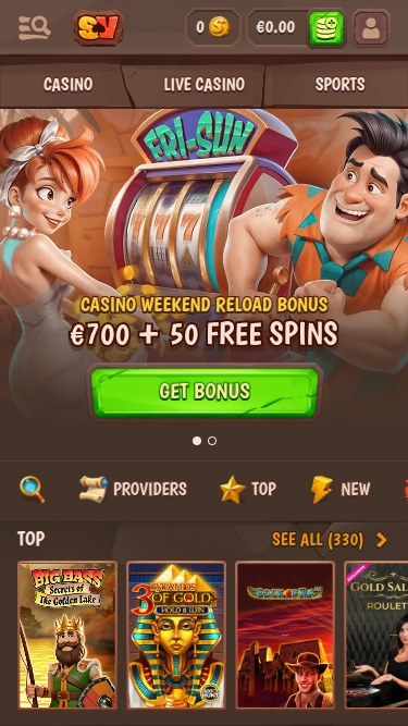 Startseite der mobilen Version von Stone Vegas Casino