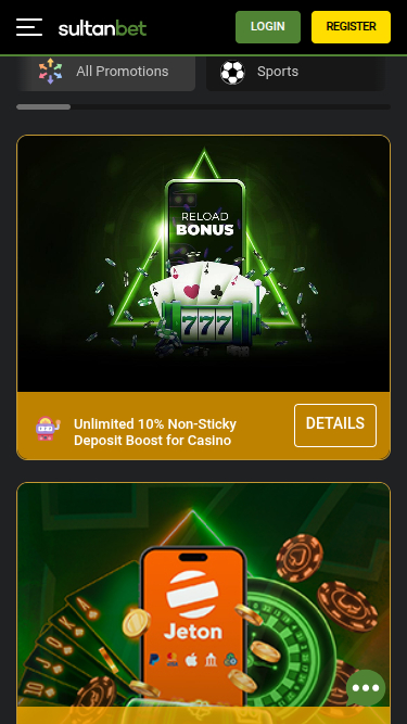 Promociones móviles de Sultanbet Casino
