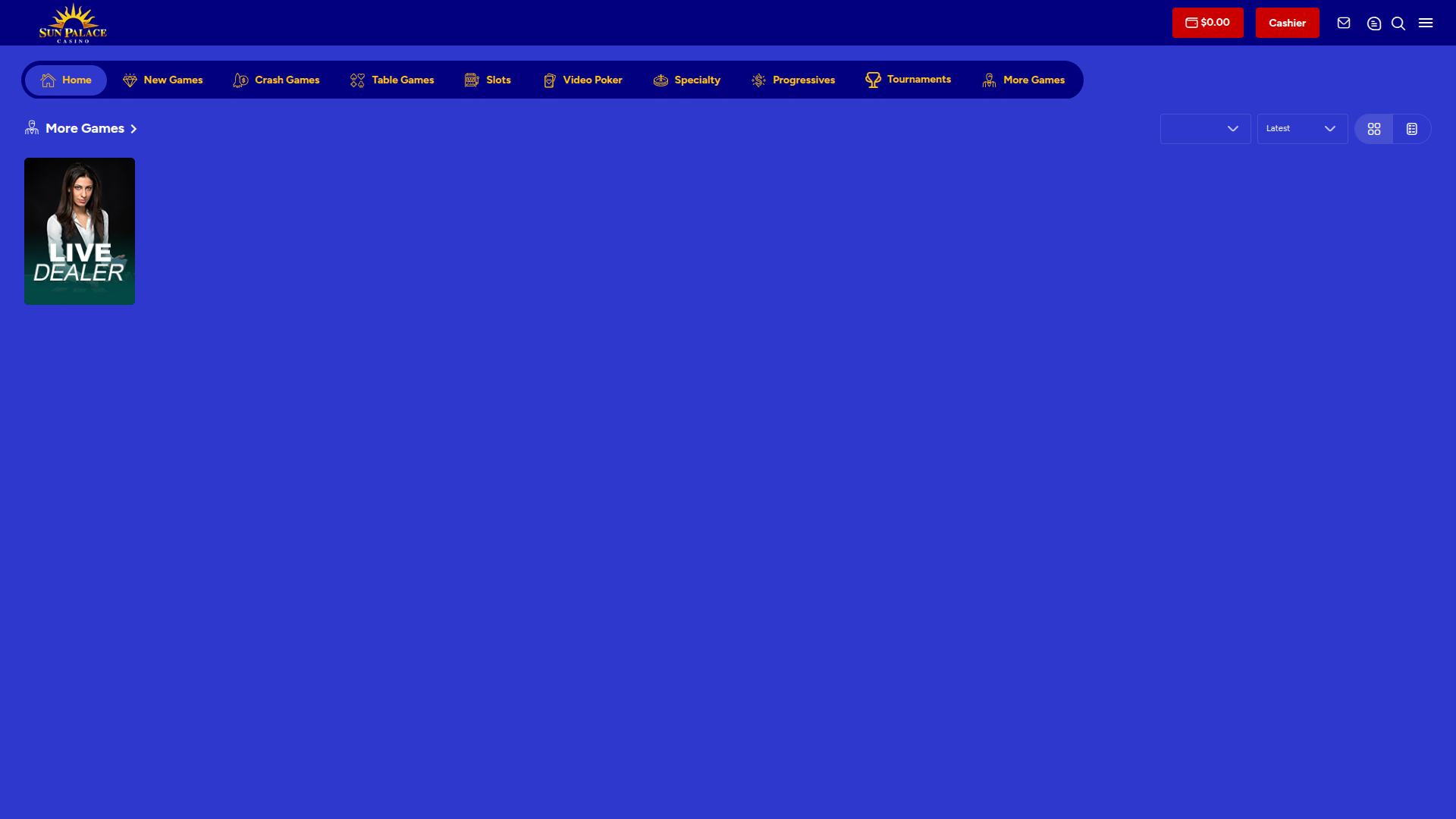 Croupier en direct de bureau de Sun Palace Casino