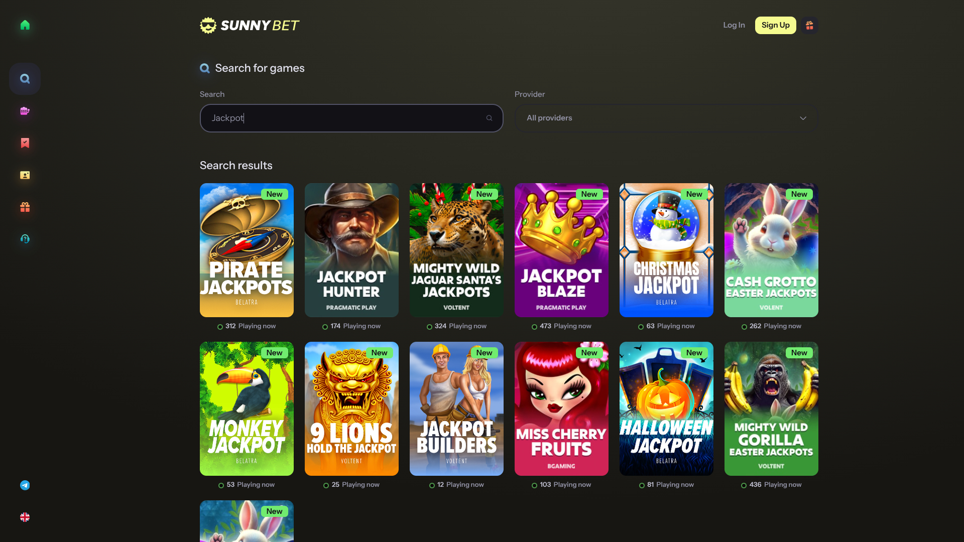 Jackpot de bureau du casino SunnyBet