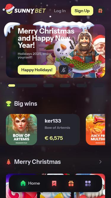 Sunnybet Casino Homepage Mobil