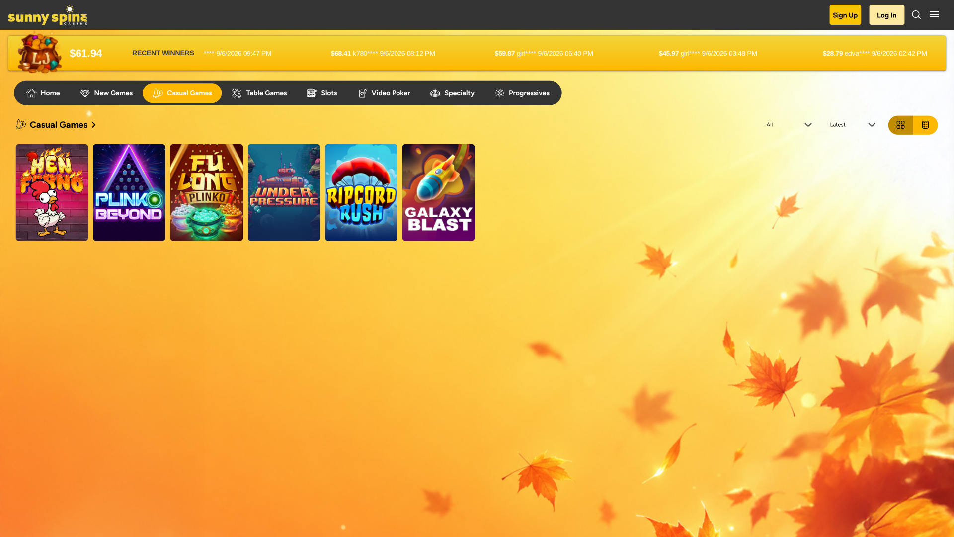 Giochi casual per desktop di Sunnyspins Casino