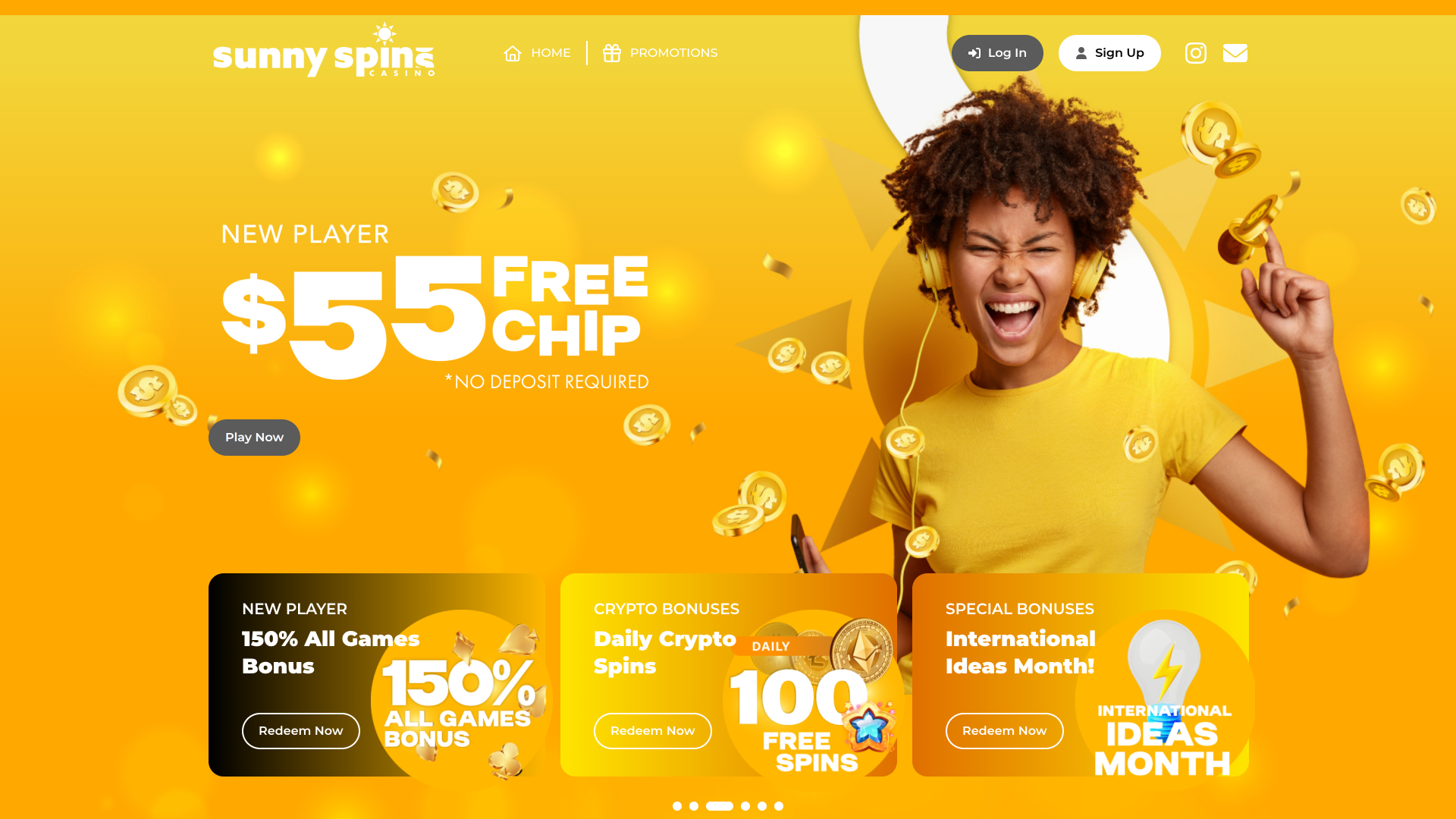 Sunnyspins Casino Desktop Homepage