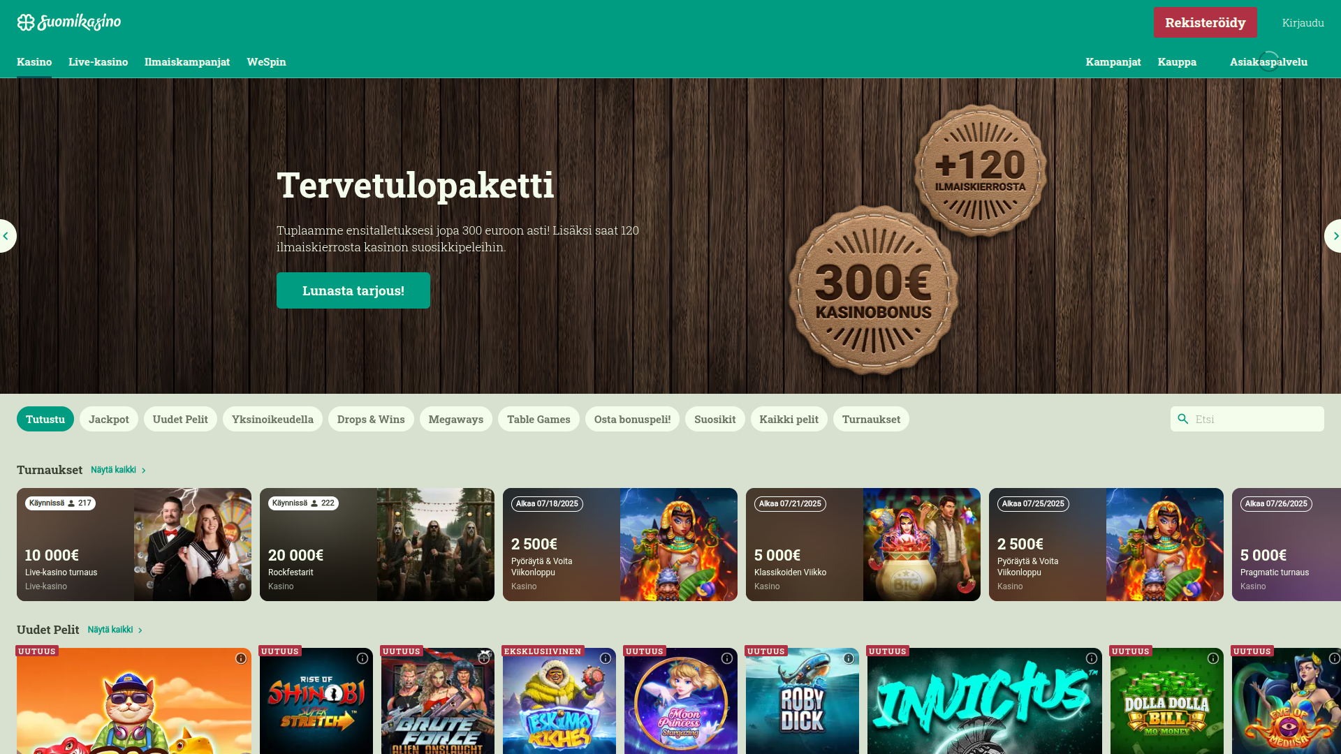 Page d'accueil de bureau de SuomiKasino