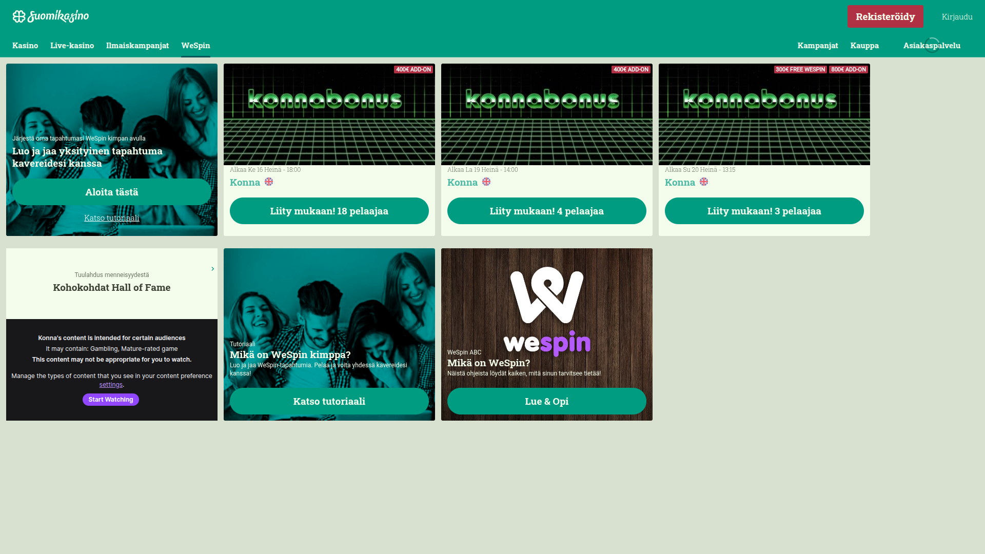 WeSpin de bureau de SuomiKasino