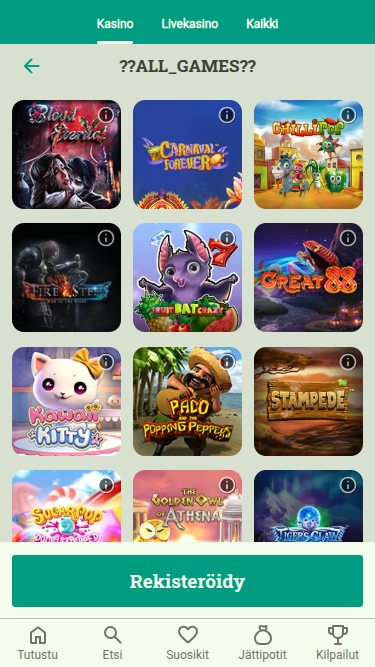 Jeux mobiles de SuomiKasino