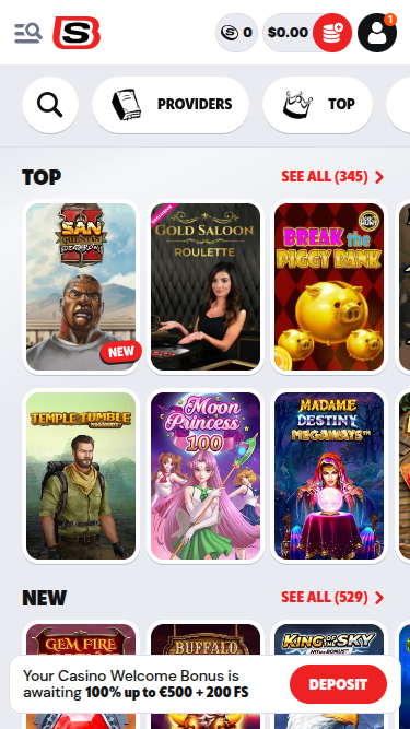 Jeux mobiles de Supabet Casino