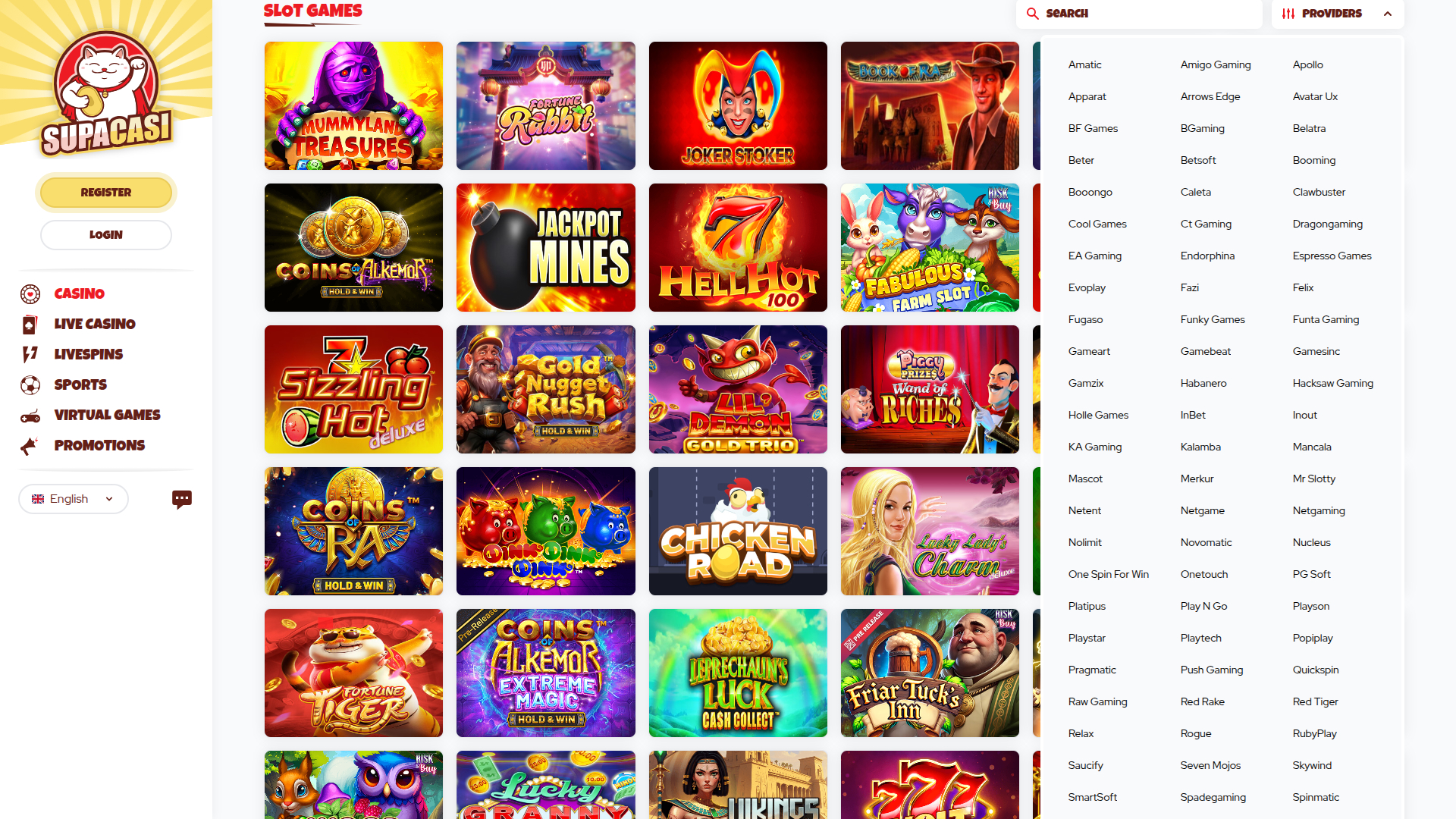 Développeurs de jeux sur bureau de Supacasi Casino