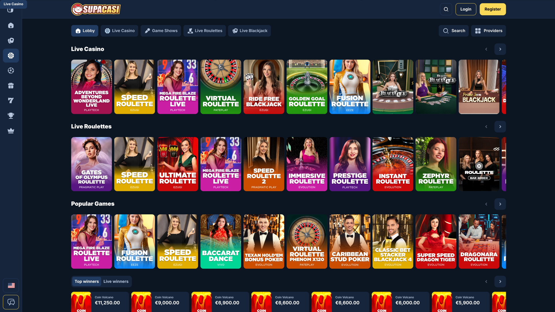 Supacasi Casino Desktop Live Dealer