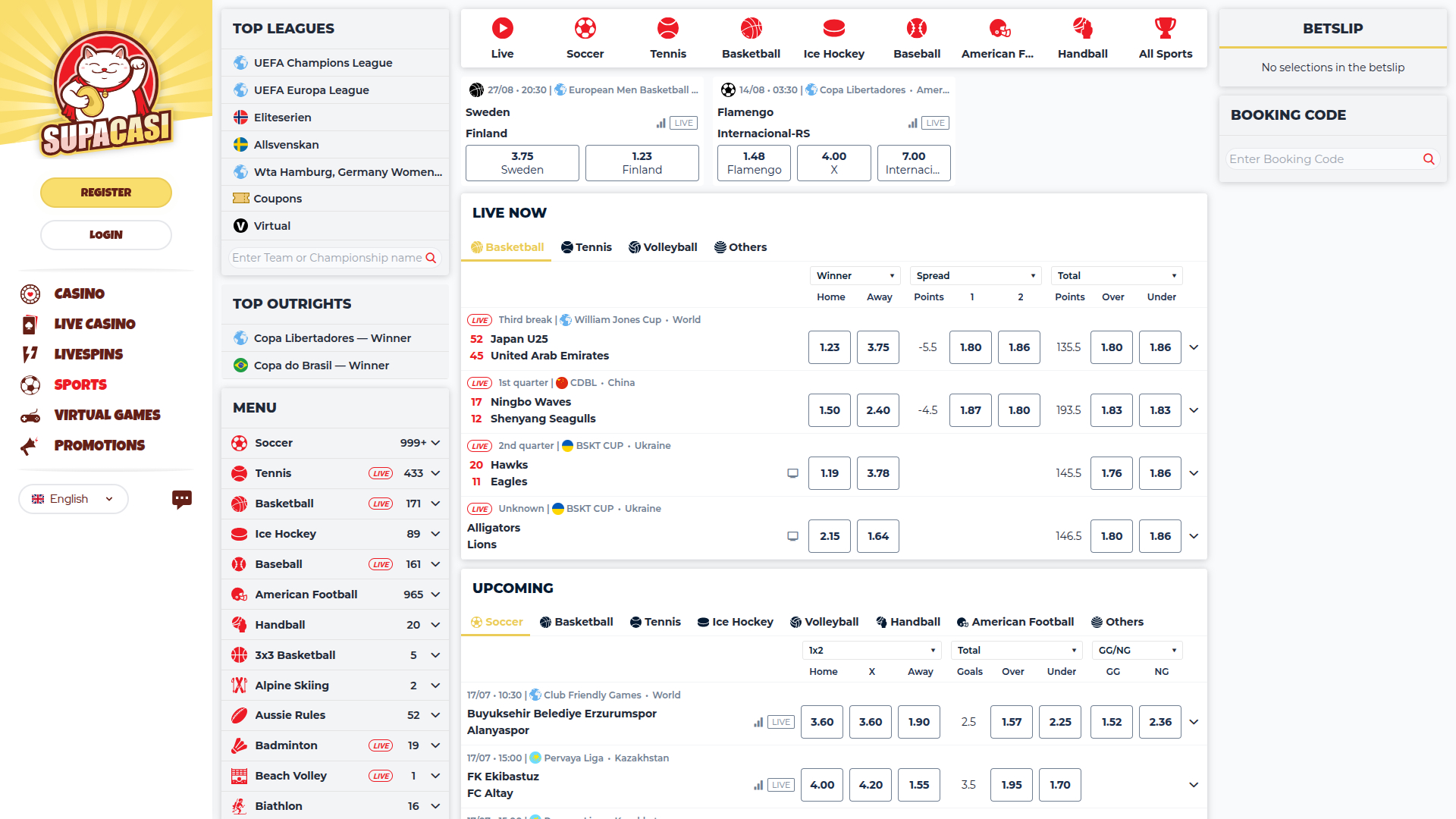 Sports sur bureau de Supacasi Casino