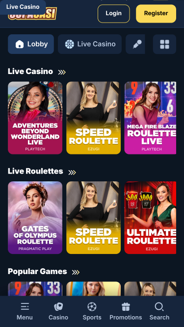 Casinò Supacasi Mobile con croupier dal vivo