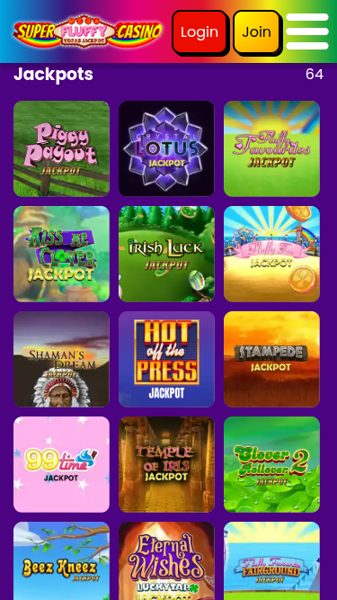 Jackpot mobile de Super Fluffy Casino