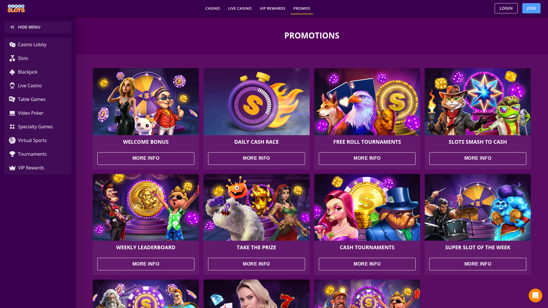 Promociones de escritorio de Super Slots Casino