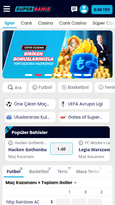 Sport mobile di Superbahis