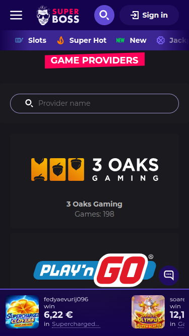 Разработчики мобильных игр SuperBoss Casino