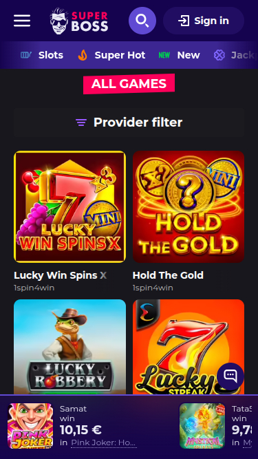 Мобильные игры SuperBoss Casino