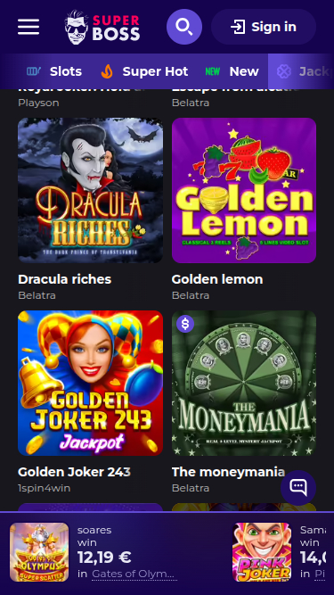 Мобильный джекпот SuperBoss Casino