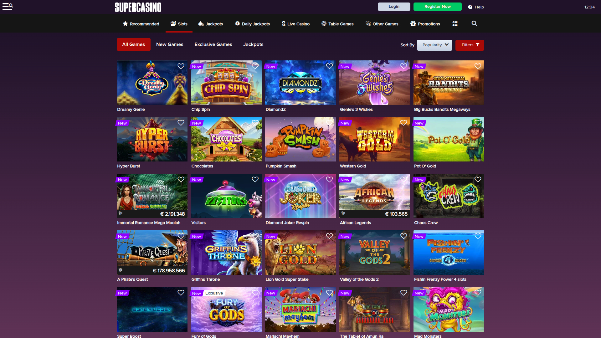 Giochi desktop di SuperCasino