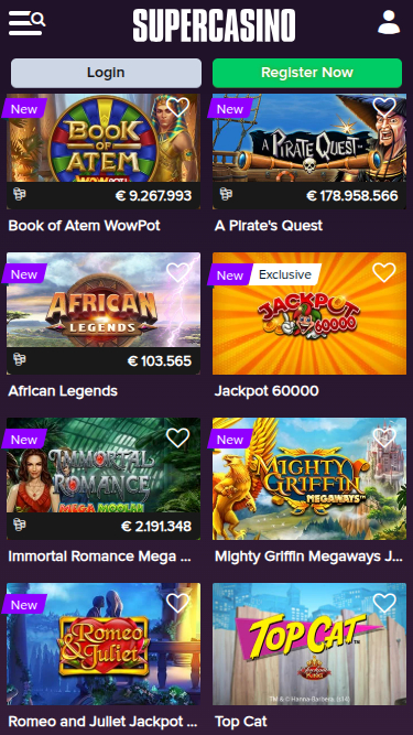 Jackpot mobile di SuperCasino