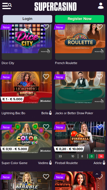 Live dealer mobile di SuperCasino