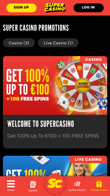 Promotions mobiles SuperCasino