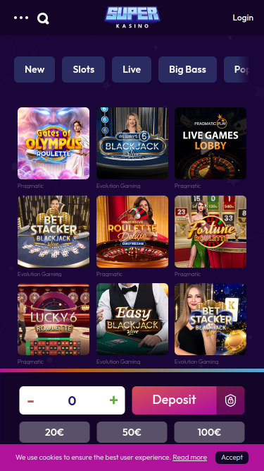 Superkasino Casino Mobile Croupier en direct