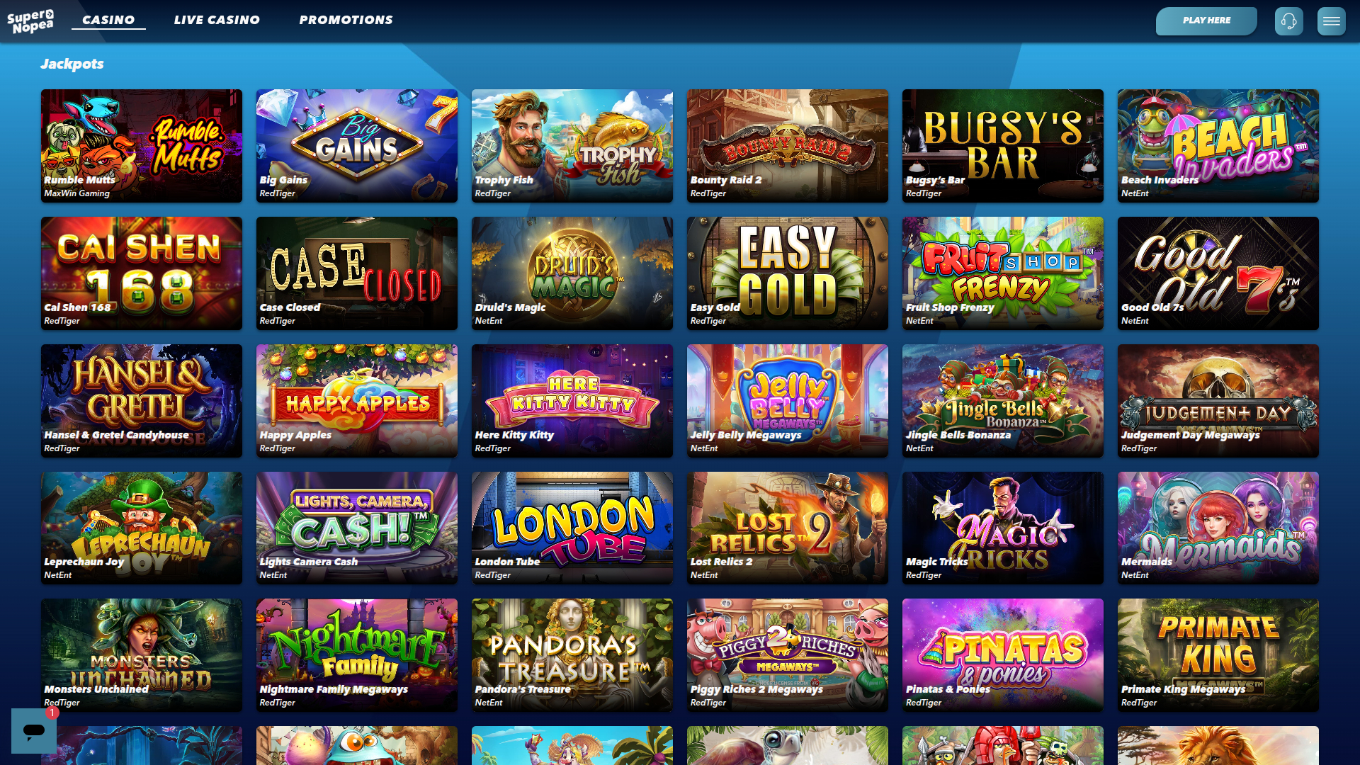 Jackpot de bureau de SuperNopea Casino