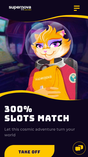 Page d'accueil mobile de Supernova Casino