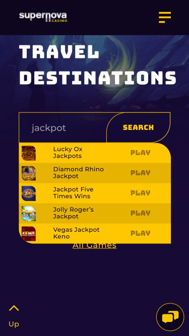 Jackpot móvil del casino Supernova