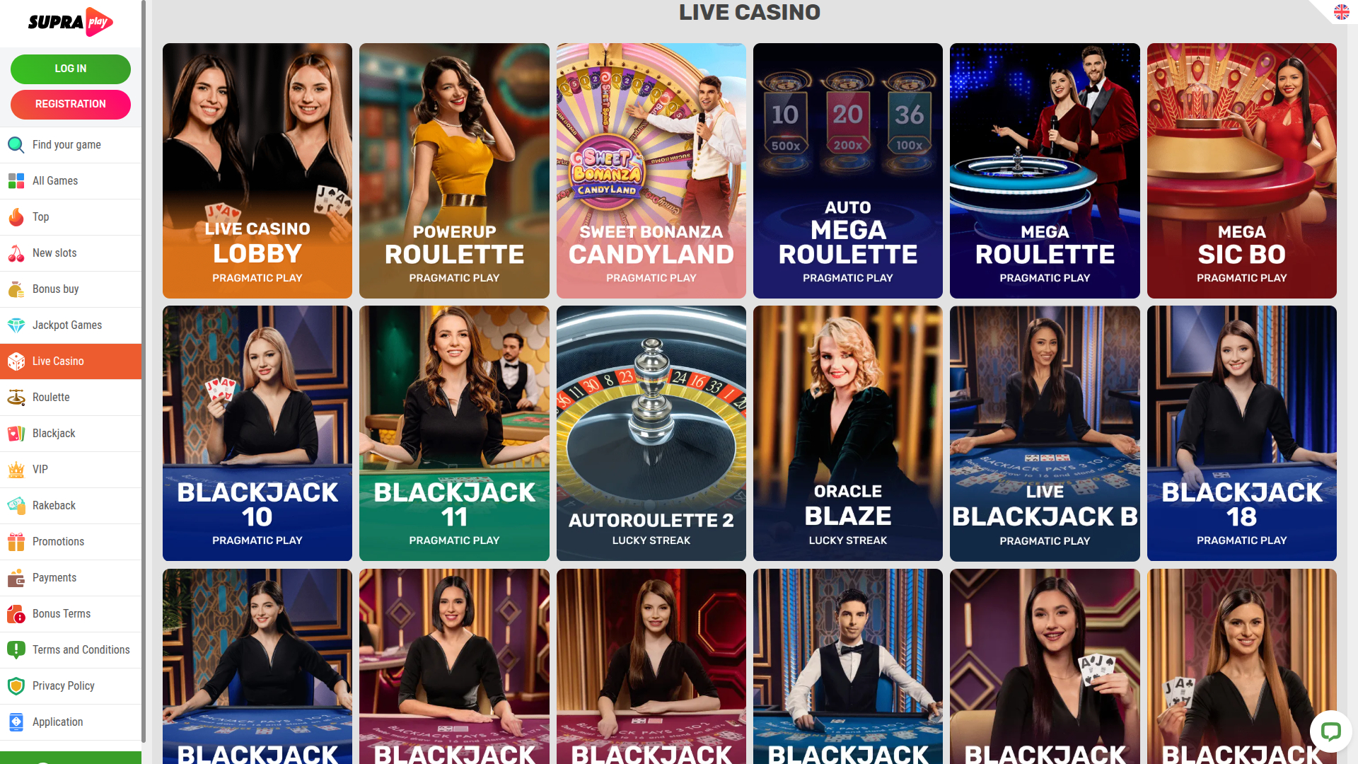 Десктопный живой дилер SupraPlay Casino