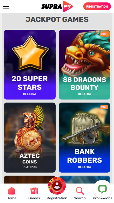 Мобильный джекпот SupraPlay Casino