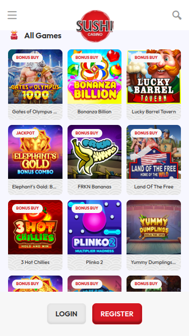 Jeux mobiles de Sushi Casino