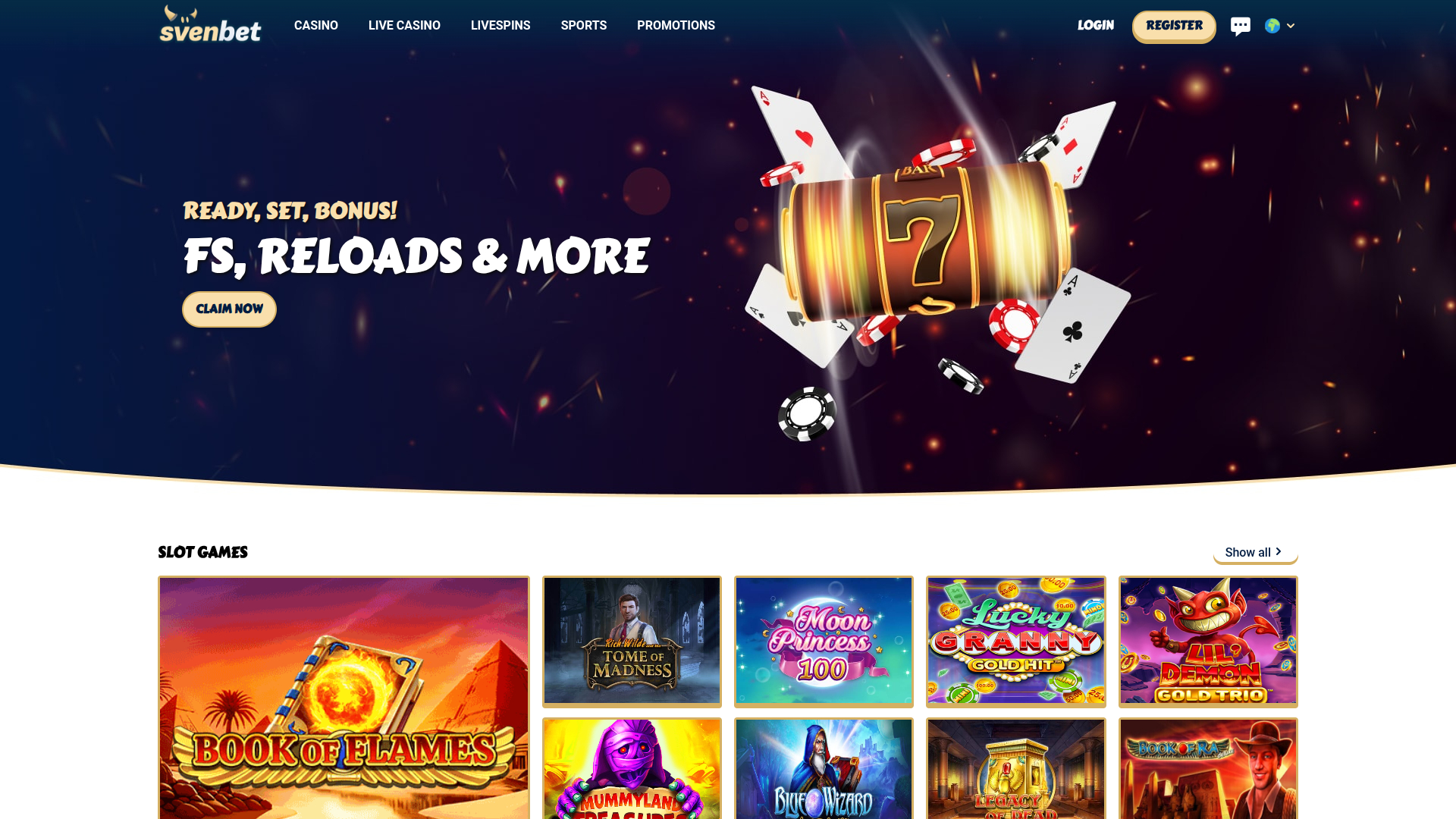 Svenbet Casino Desktop Homepage